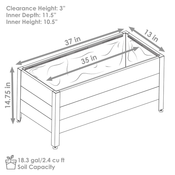 Acacia Wood Rectangular Raised Planter Box