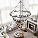 Wagon Wheel Chandelier 60-Inch Multi-Tier Metal Ceiling Light