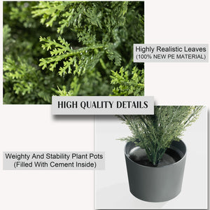 Artificial Cedar Topiary Trees Set of 2 — UV-Resistant Indoor & Outdoor