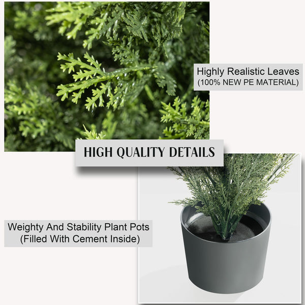 Artificial Cedar Topiary Trees Set of 2 — UV-Resistant Indoor & Outdoor