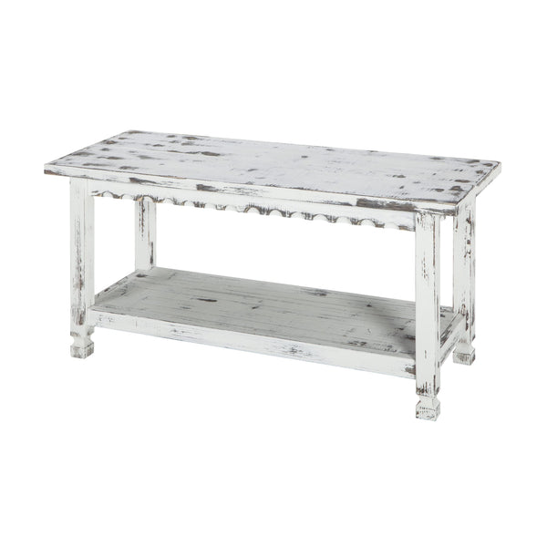 36-Inch Farmhouse Entryway Bench with Storage Shelf