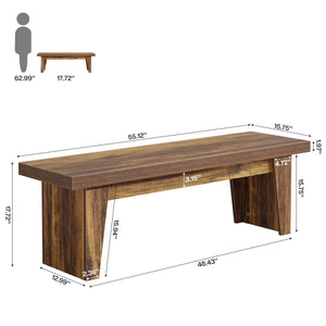 55" Farmhouse Entryway Bench – Dark Brown