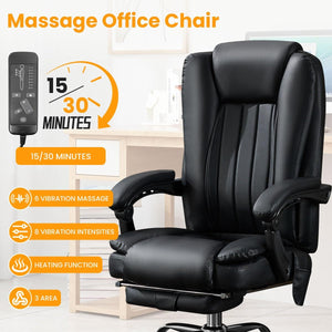 Heated Massage Reclining Office Chair with Footrest