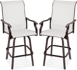 Swivel Outdoor Bar Stools with All-Weather Mesh — Set of 2