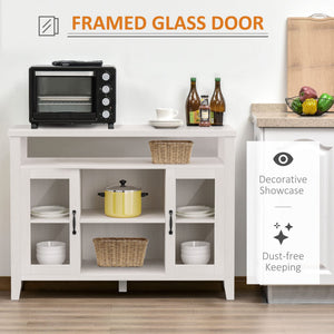 Farmhouse Sideboard Buffet Cabinet with Glass Doors and Storage Shelves