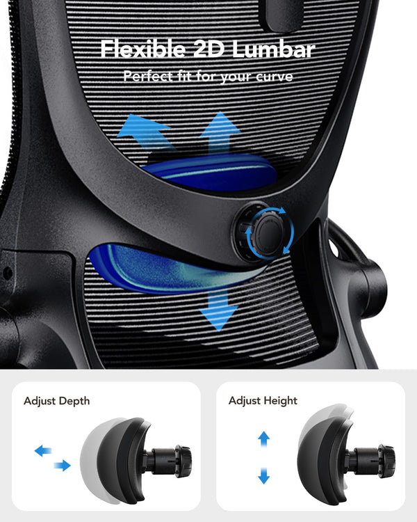 Ergonomic High Back Office Chair with 3D Armrests & Adjustable Lumbar Support