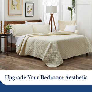 Bamboo Quilt Set – 3-Piece Quilted Coverlet with Pillow Shams