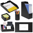 6-Piece PU Leather Desk Organizer Set with Writing Pad and File Tray