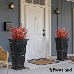 Tall Metal Outdoor Planter Set of 2 with Drainage & Removable Partition