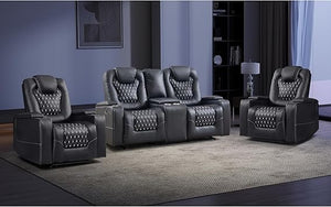 Power Reclining Sofa Set with Cup Holders & USB Ports