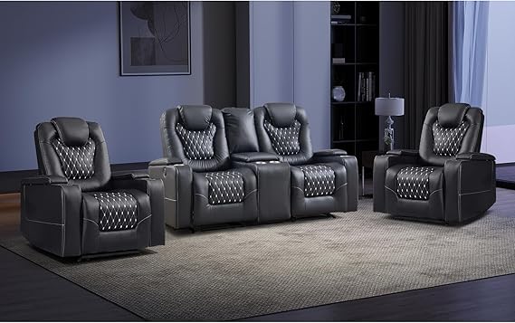Power Reclining Sofa Set with Cup Holders & USB Ports