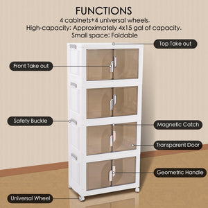 Foldable Stackable Storage Bins with Lids, Doors & Wheels