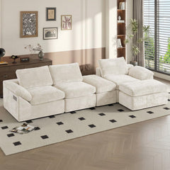 108" U-Shape Modular Sectional Sofa with Ottoman