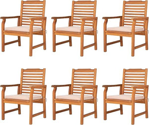 Acacia Wood Outdoor Dining Chairs with Cushions