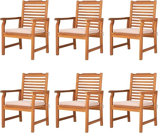 Acacia Wood Outdoor Dining Chairs with Cushions