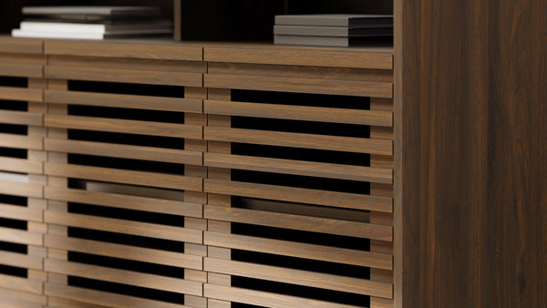 Buffet Sideboard Cabinet with Louvered Doors and Adjustable Shelves