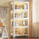 65" Tall Glass Display Cabinet with RGB LED Lights, 4-Tier Metal Curio Cabinet