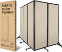 5-Panel Folding Room Divider with Wheels – 10'6"W x 6'7"H