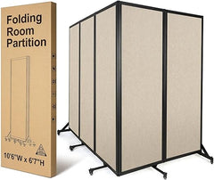 5-Panel Folding Room Divider with Wheels – 10'6"W x 6'7"H