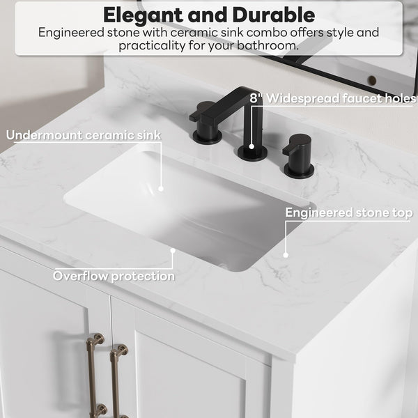 30-Inch Freestanding Bathroom Vanity with Undermount Sink