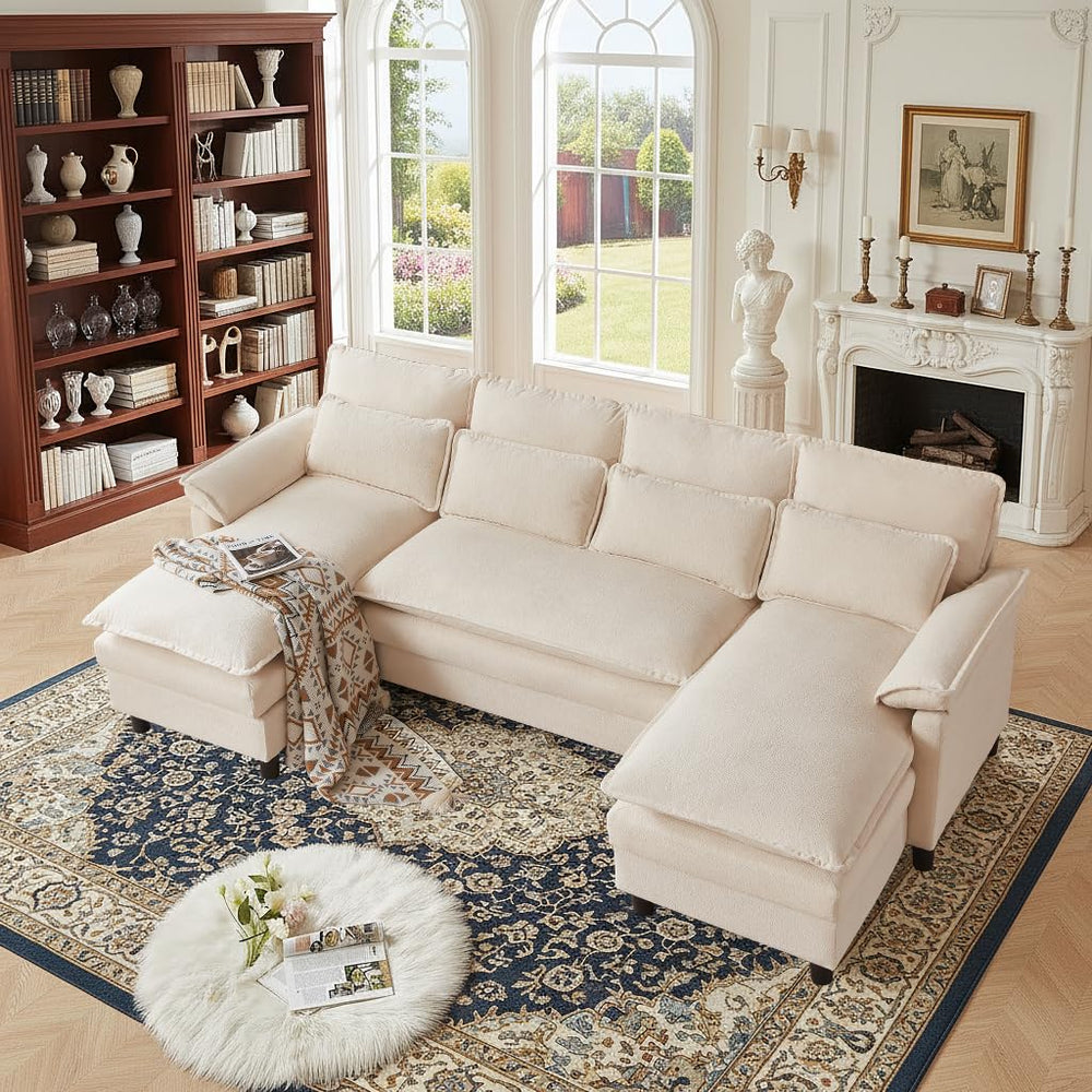 U-Shaped Sectional Cloud Couch with Storage Ottoman