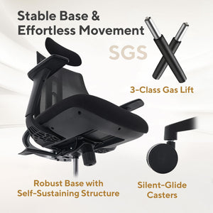 Ergonomic Mesh Office Chair with Adjustable Backrest & Headrest