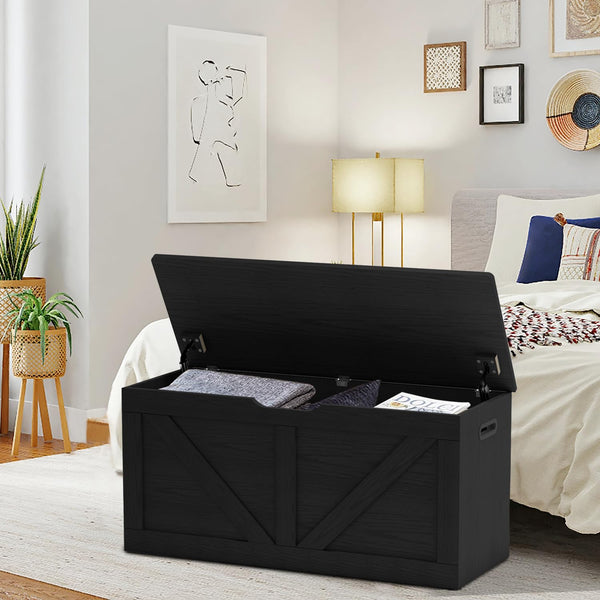 Storage Bench 39.4 Inch with Safety Hinges and Lid