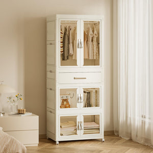 Kids Portable Wardrobe Closet with Drawers & Doors