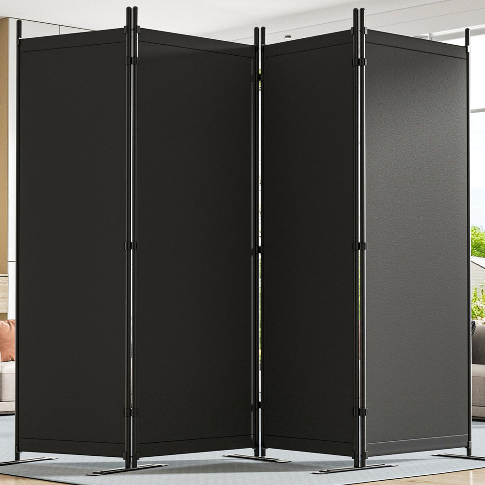 Yettsoy Room Divider 6FT Tall Folding Privacy Partition Screen, 88'' W Portable Wall Divider for Room Separation, Freestanding 4 Panel Room Divider Panel Privacy Screen for Dorm Studio Office, Black