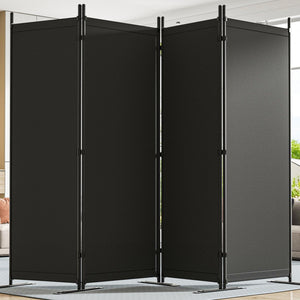 Yettsoy Room Divider 6FT Tall Folding Privacy Partition Screen, 88'' W Portable Wall Divider for Room Separation, Freestanding 4 Panel Room Divider Panel Privacy Screen for Dorm Studio Office, Black