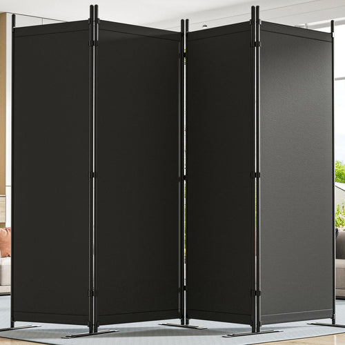 Yettsoy Room Divider 6FT Tall Folding Privacy Partition Screen, 88'' W Portable Wall Divider for Room Separation, Freestanding 4 Panel Room Divider Panel Privacy Screen for Dorm Studio Office, Black