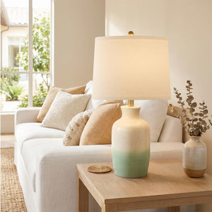 24" Farmhouse Table Lamp – Hand-Textured Ceramic Ombre
