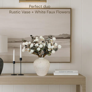 Large Round Ceramic Vase – Rustic Farmhouse Decor