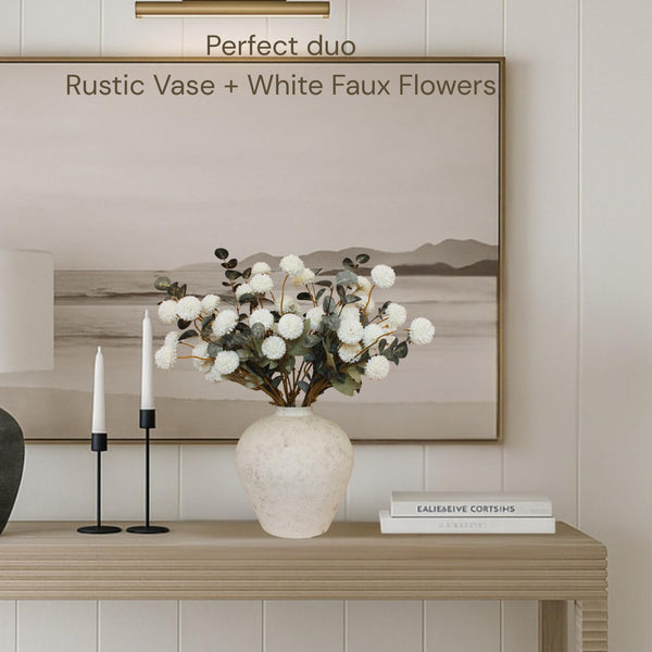 Large Round Ceramic Vase – Rustic Farmhouse Decor
