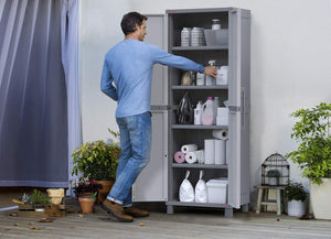 5-Shelf Resin Storage Cabinet with Lockable Doors