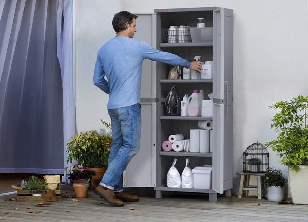 5-Shelf Resin Storage Cabinet with Lockable Doors