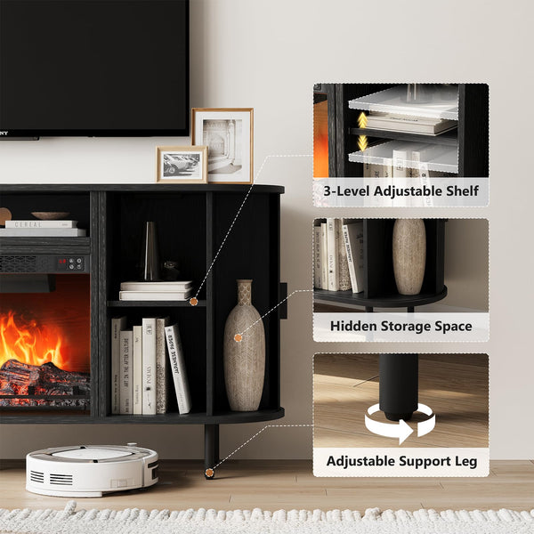 63" Fireplace TV Stand with 23" Electric Fireplace for TVs up to 70"