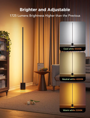 Smart RGBIC LED Floor Lamp with Music Sync – 1725lm, Color Changing, Dimmable