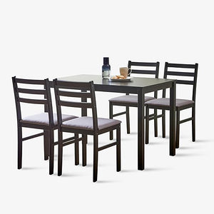 5-Piece Modern Farmhouse Solid Wood Dining Table Set for 4