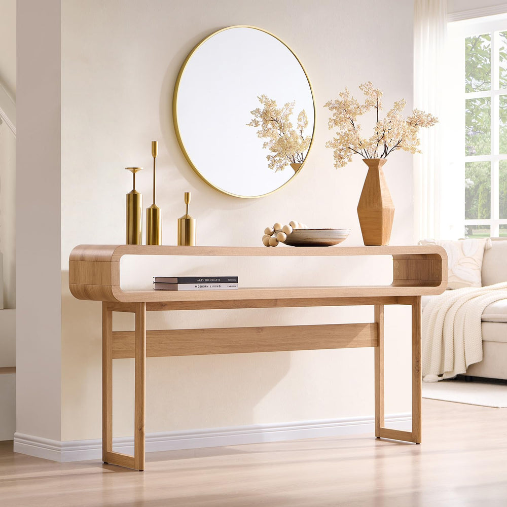 63-Inch Console Table with Open Shelf