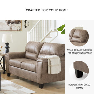 Dark Brown Faux Leather Loveseat