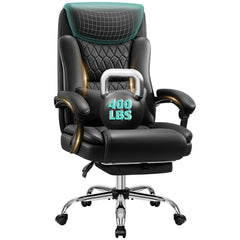 Big and Tall Office Chair 400lbs with Memory Foam Seat and Footrest