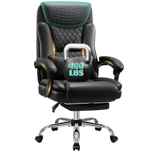 Big and Tall Office Chair 400lbs with Memory Foam Seat and Footrest