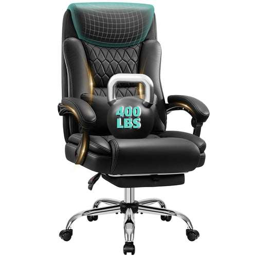 Big and Tall Office Chair 400lbs with Memory Foam Seat and Footrest