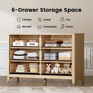 Fluted Dresser with 5 or 6 Drawers – Modern Wood Chest for Bedroom