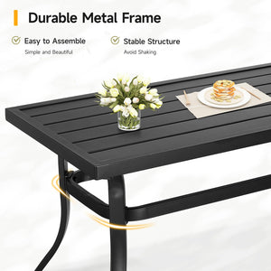 Outdoor Patio Coffee Table with Slatted Steel Top