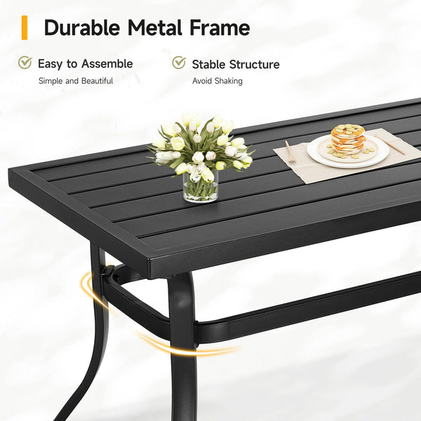 Outdoor Patio Coffee Table with Slatted Steel Top