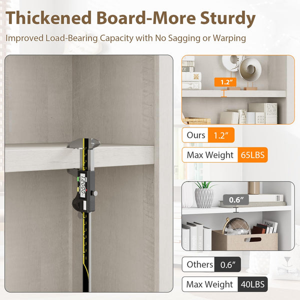 2-Tier Engineered Wood Bookshelf with Open Display Storage