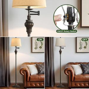 Vintage Floor Lamp with 350° Adjustable Swing Arm