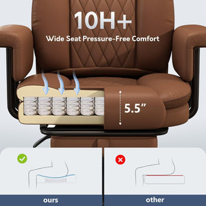 Executive Office Chair Big and Tall 500LBS Reclining with Footrest